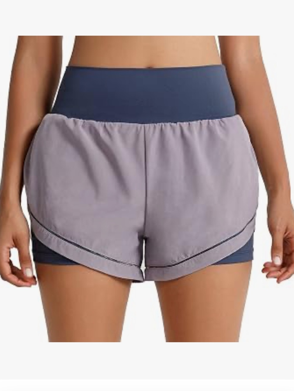 Women's Two-Layer Active Shorts in Light grey/purple